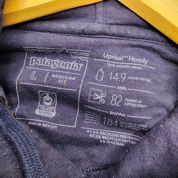 Patagonia Hoodie Sweatshirt Mens Large Blue P6 Logo Uprisal Pullover Gorpcore - Picture 3 of 9